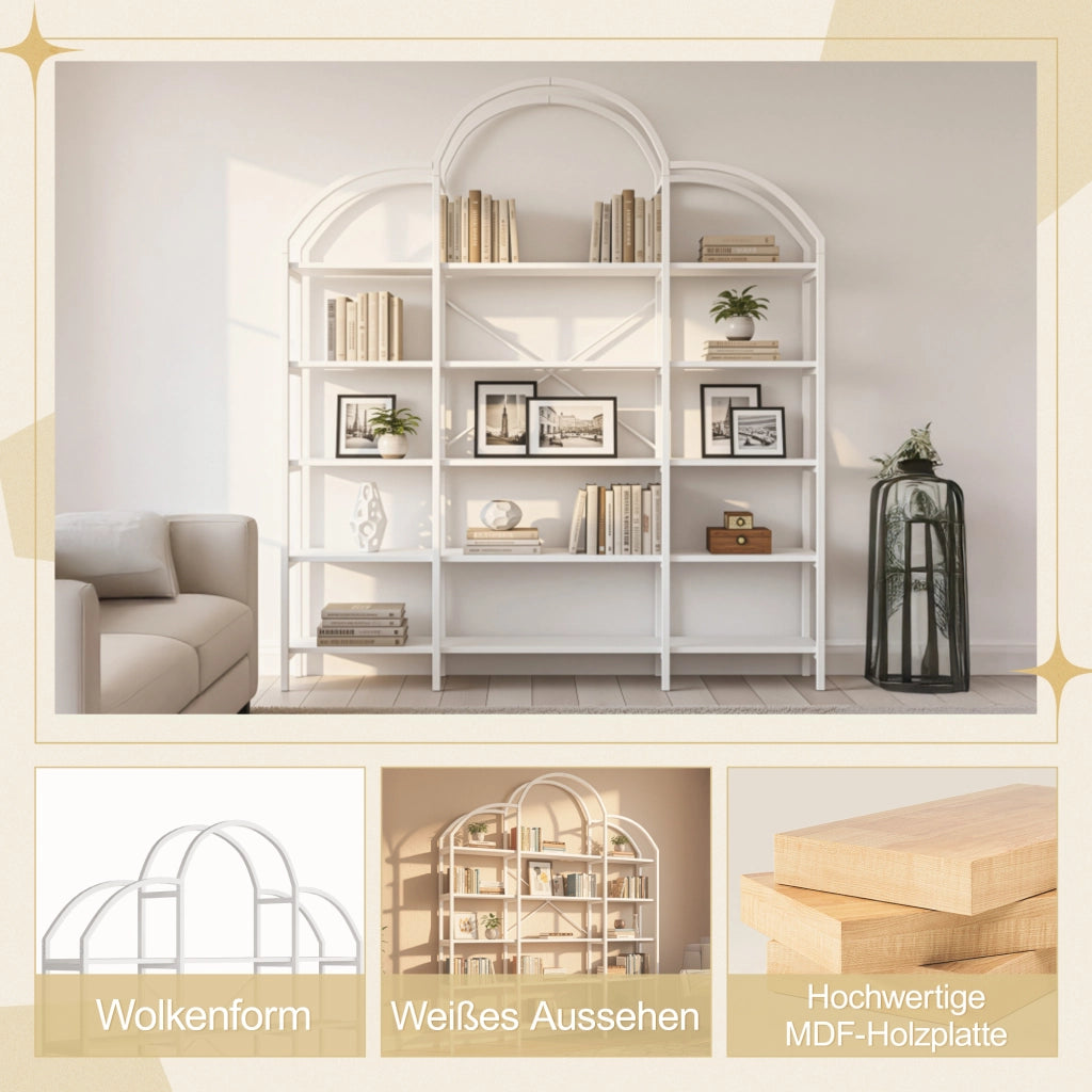 SCAFFALE 170x26x190 cm 5 Ripiani MDF e Metallo Bianco