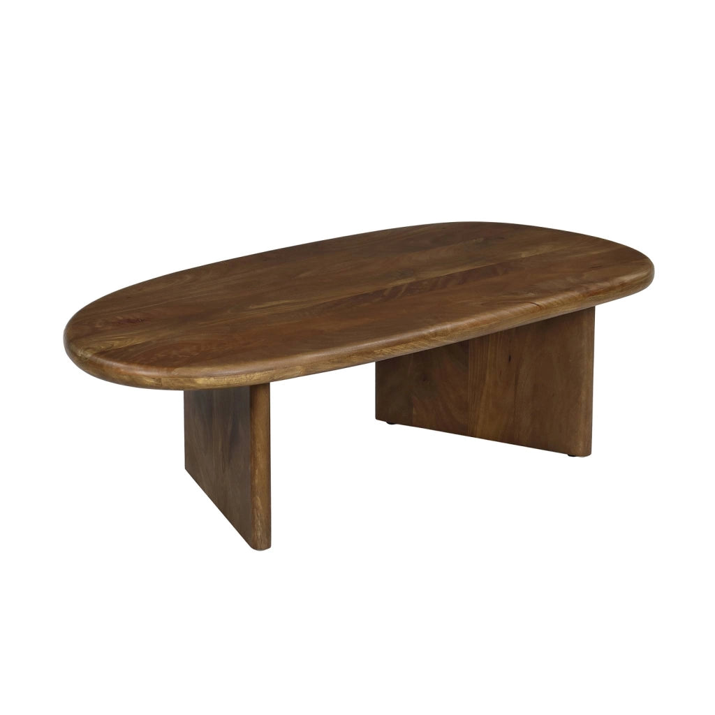 Tavolino ovale in legno di mango, noce