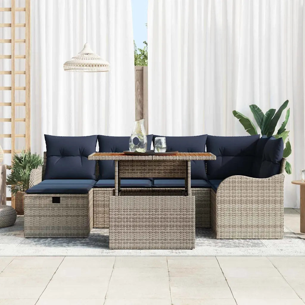 Set Divano da Giardino 7 pz Grigio polyrattan 3359944