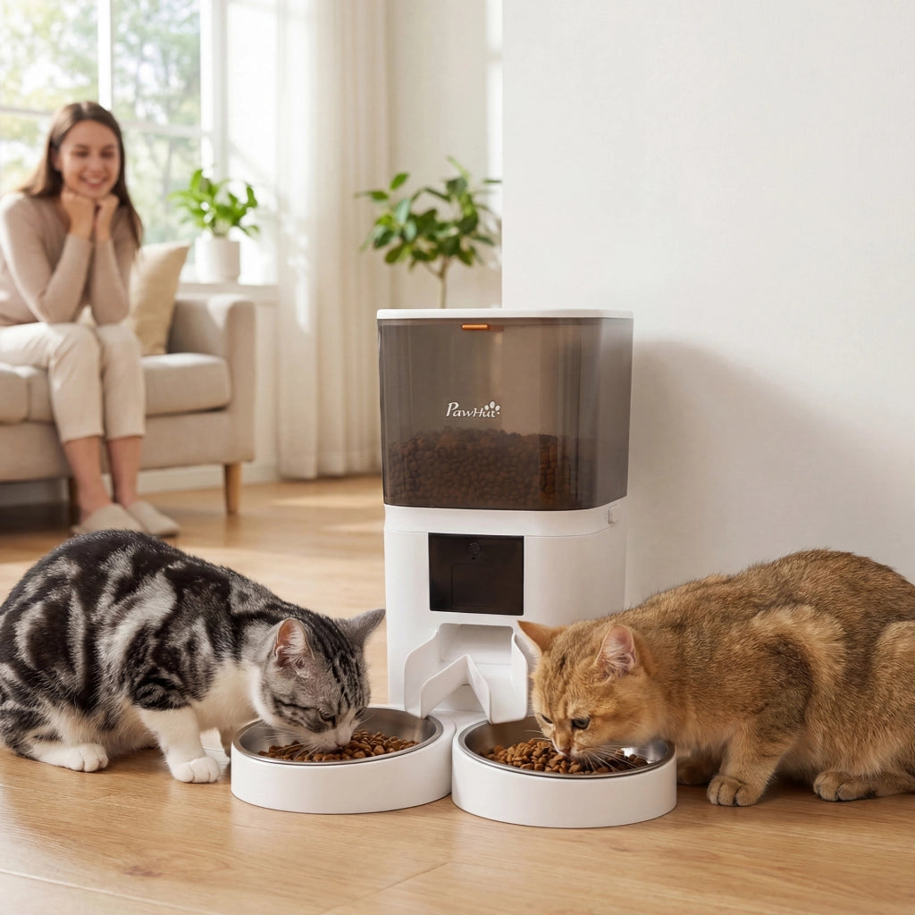 Distributore Automatico Cibo Cani Gatti 6L WiFi 2.4G ¨C Xylo ¨C 2 Ciotole Programmabile App Controllo Registrazione Voce