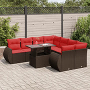 Set Divani Giardino 9 pz con Cuscini Marrone Polyrattan Acacia 3326615