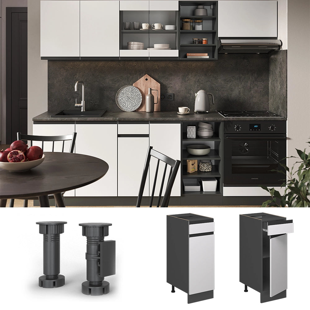Vicco Mobiletto base per cucina Bianco 30 cm , PL Antracite