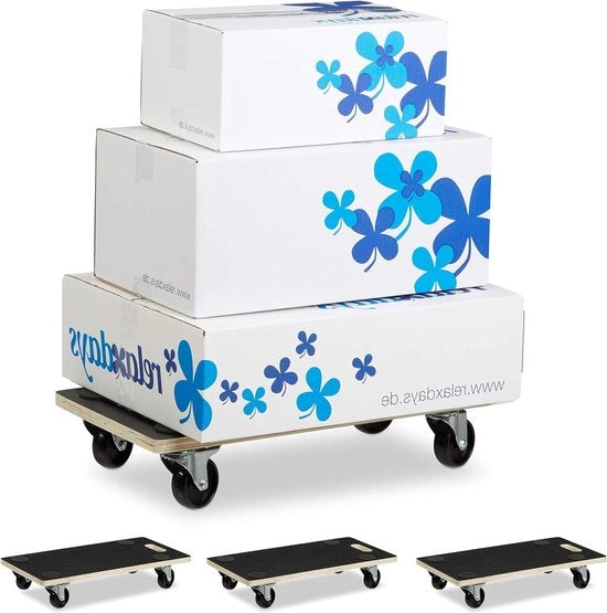 Carrello con freno per mobili - 400 kg di capacità di carico - Superficie antiscivente - 115 x 58 x 30 cm - Nero