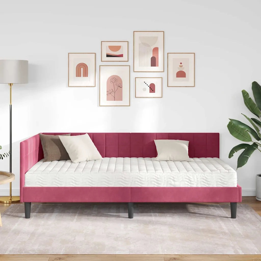 Struttura Letto Angolare con Materasso 2 pcs Verde Velluto 3393992