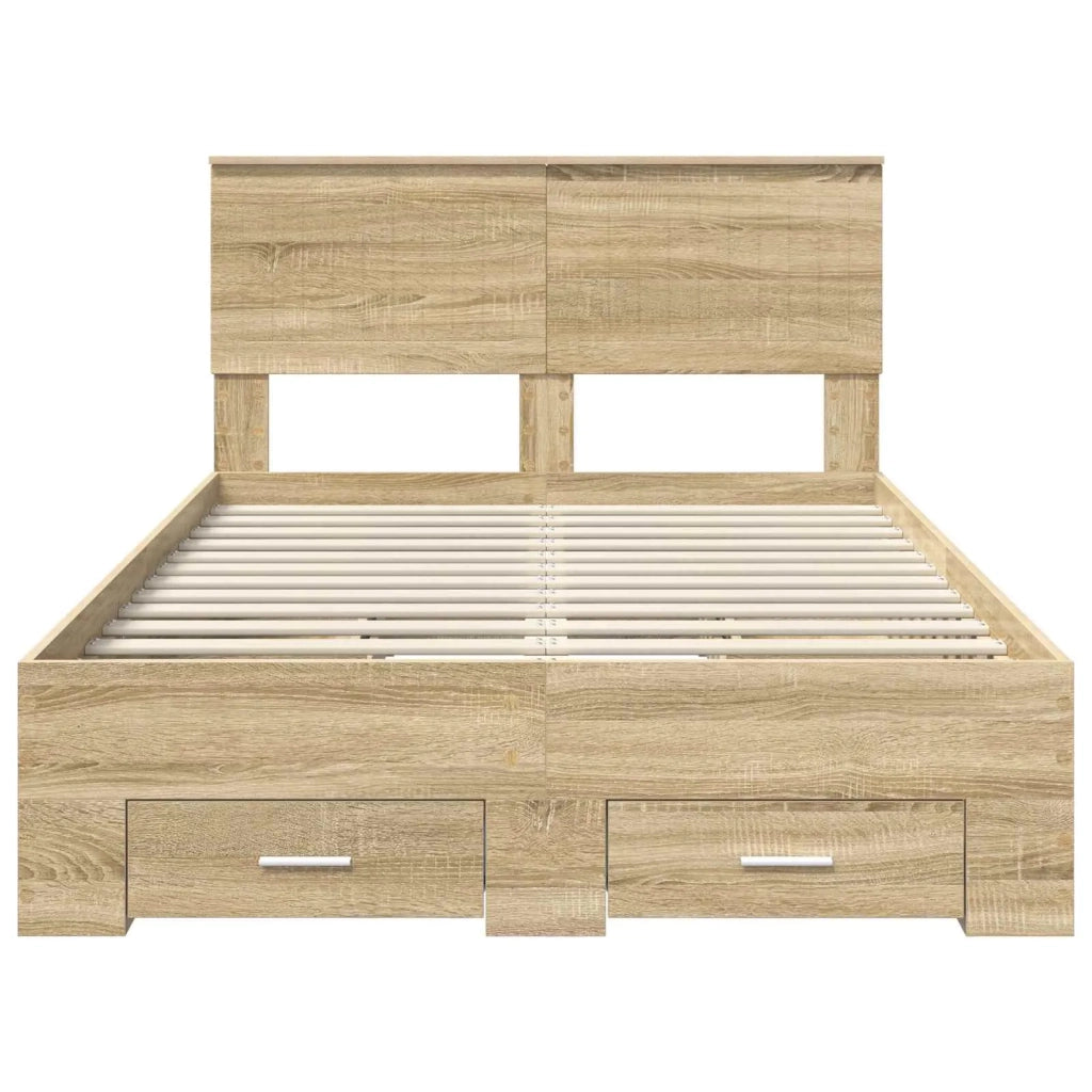 Struttura del letto con testiera-Giroletto con Testiera Rovere Sonoma 120 x 200 cm 129424