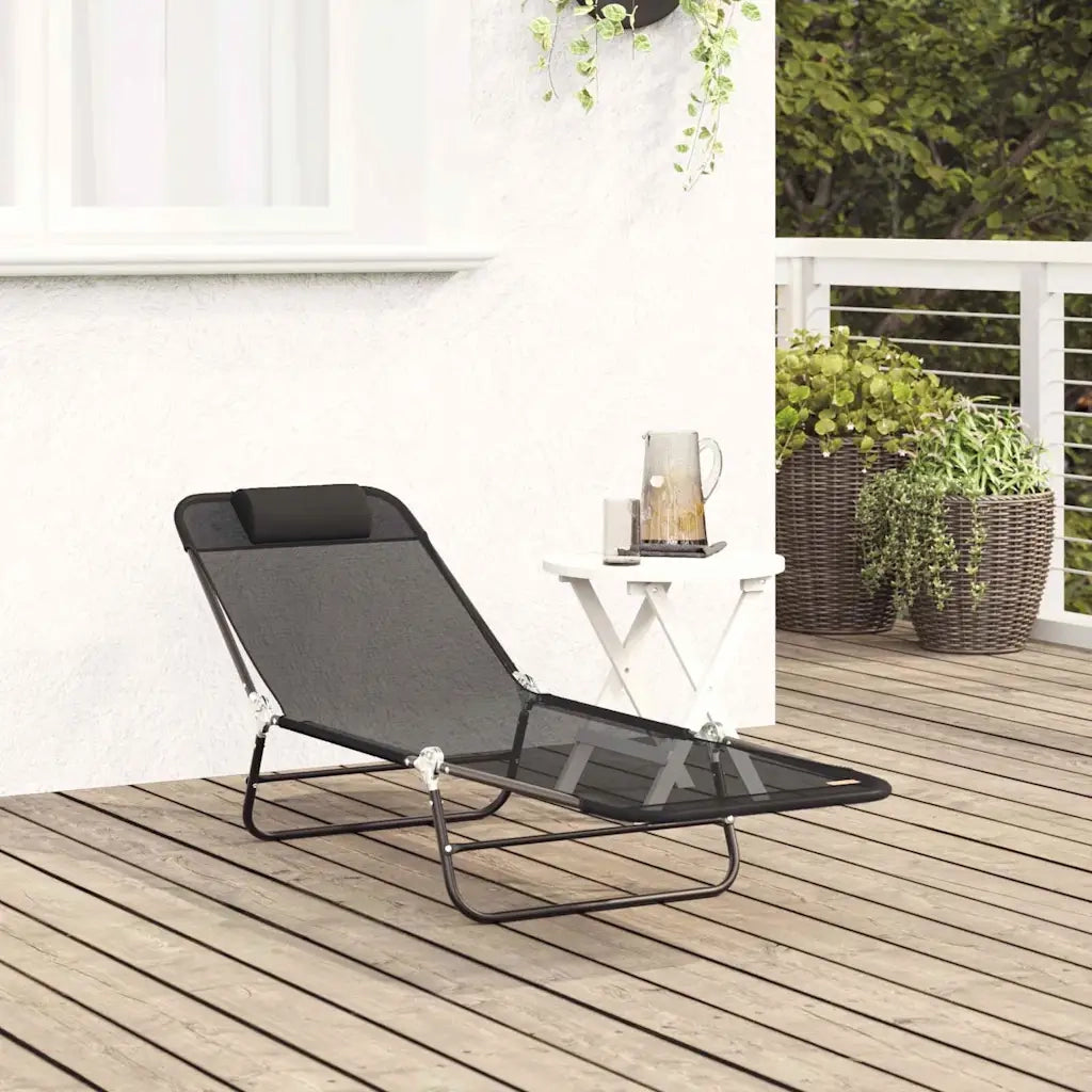 Lettino prendisole pieghevole Nero 182 x 55 x 85,5 cm Textilene 42003153