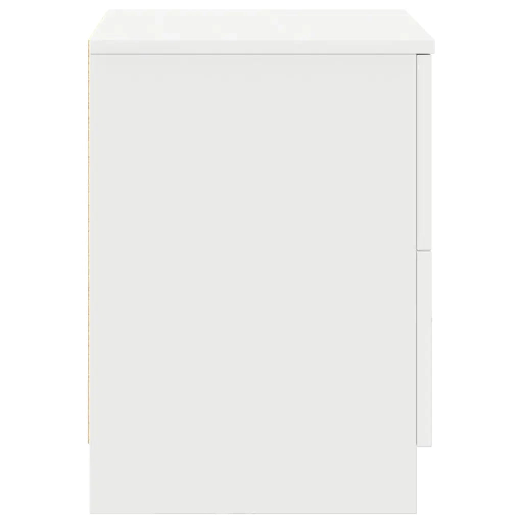 Comodino con 2 Cassetti-Tavolino da notte Bianco 40x36x50 cm