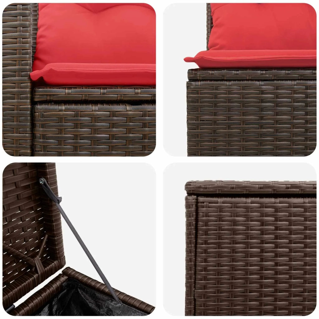 Set di divani 7 pz Marrone e Rosso Rattan sintetico e Acciaio 3448841