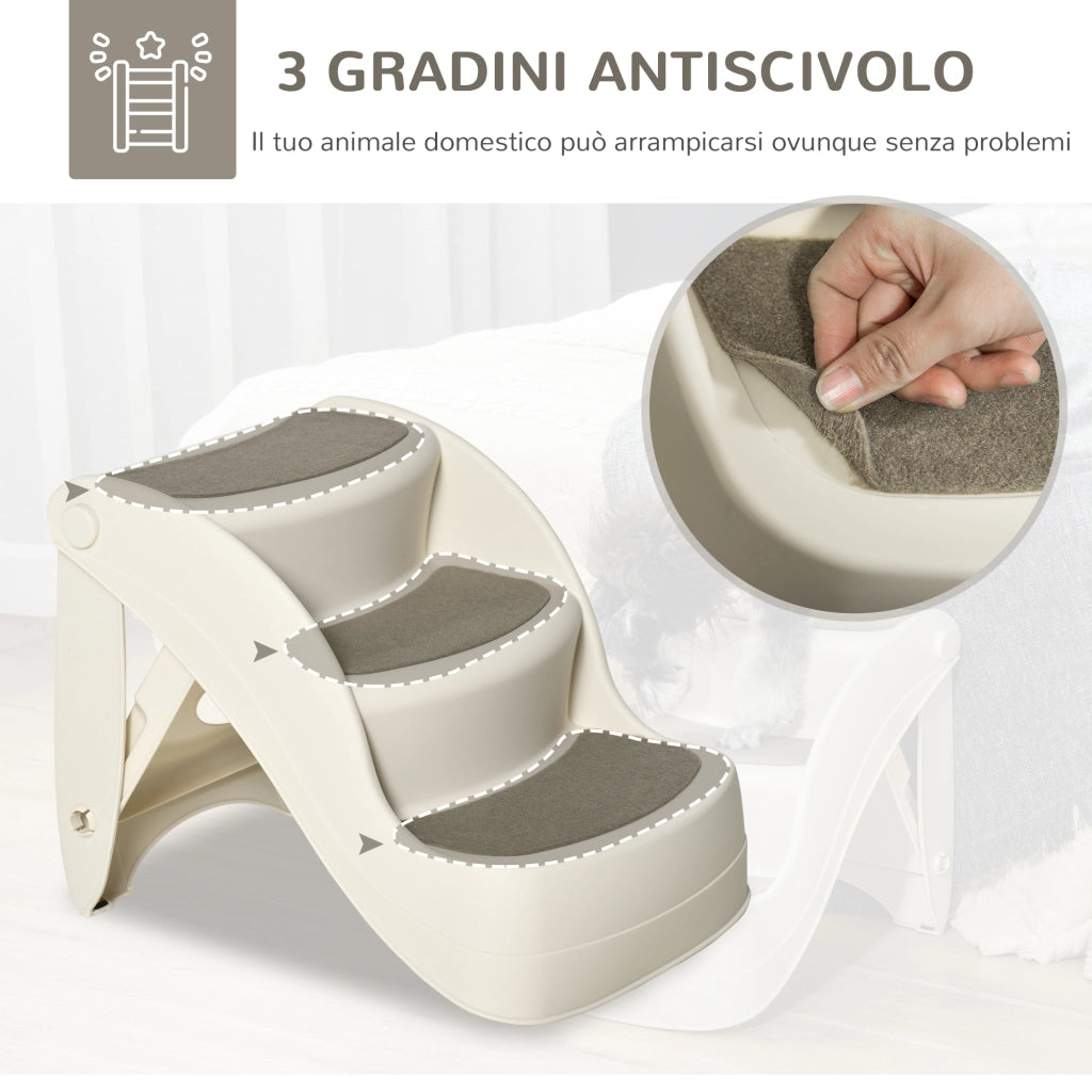 Scaletta per cani e gatti pieghevole ¨C Minimal ¨C 49x38x38 cm, beige, antiscivolo
