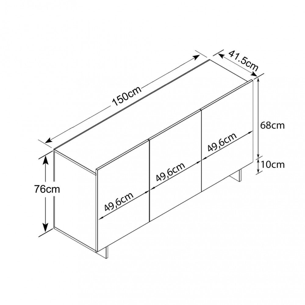 CREDENZA CARLILE BIANCO E ROVERE CHIARO