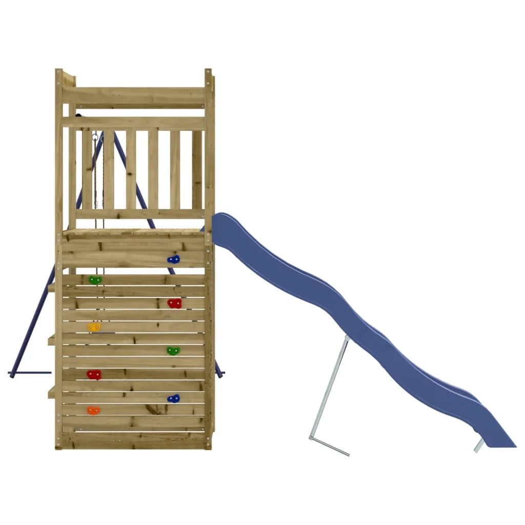 Area giochi all'aperto con altalene scivolo e robuste strutture per arrampicarsi giochi da giardino 246 x 349 x 207 cm legno di pino impregnato 02_0005023