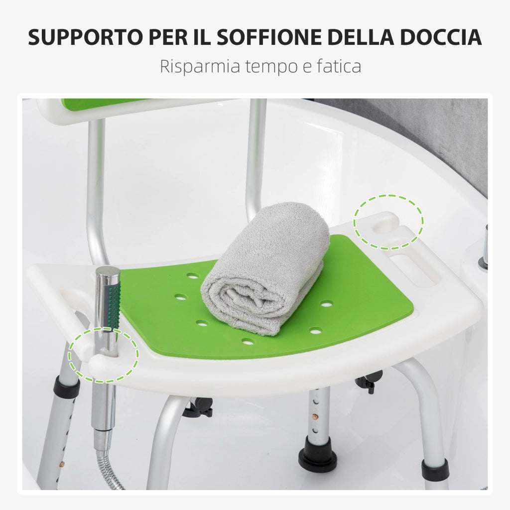 Sedia da Doccia Regolabile in Alluminio ¨C Minimal ¨C Grigio 51.5x49.5x68.5-81 cm