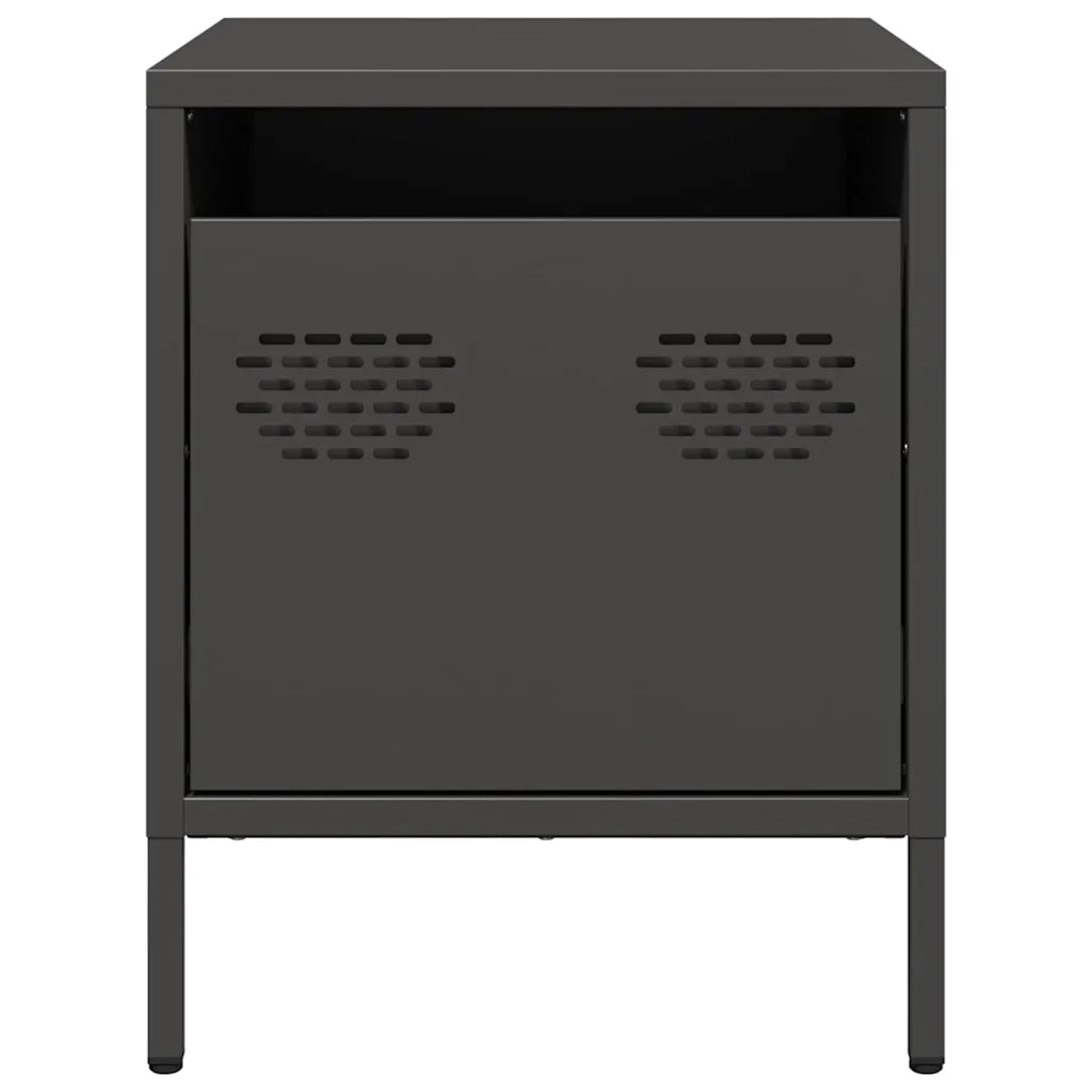 Set di 2 Comodini | Armadio da Notte | Mobiletto da notte Neri 35x39x43,5 cm in Acciaio