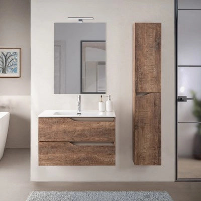 Colonna bagno sospesa 160 cm tabacco e tortora Sumya
