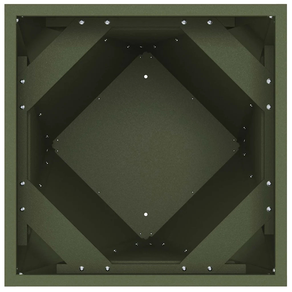 Fioriera 2 pcs Verde oliva 40 x 40 x 75 cm Acciaio 883787