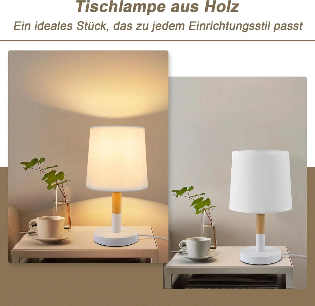 ZMH Lampada da tavolo E27 moderna paralume bianco per camera letto comodino