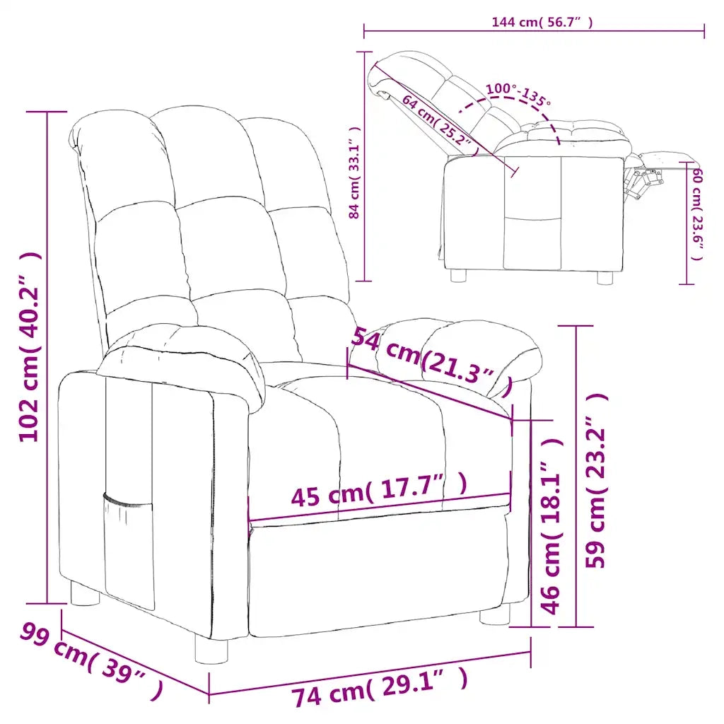 Poltrona Reclinabile in Tessuto Grigio Chiaro 289796