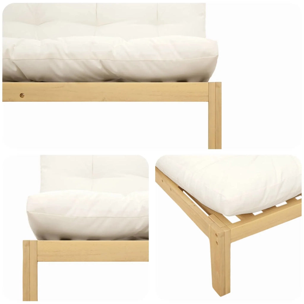 Unità Divano Centrale Acacia Chiaro e Bianco Crema 3418152