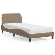 Letto con Materasso-Struttura Letto con Materasso Dover Cappuccino 90x190 cm Similpelle