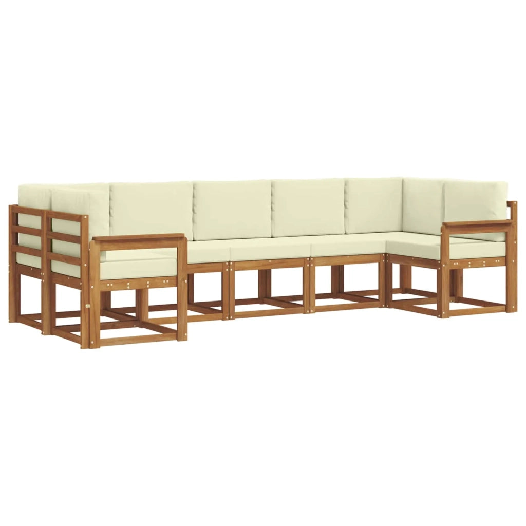 Set di divani da esterno con cuscino 7 pcs Naturale e Crema 3366908