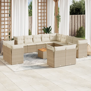 Set Divani da Giardino 14pz con Cuscini in Polyrattan Beige