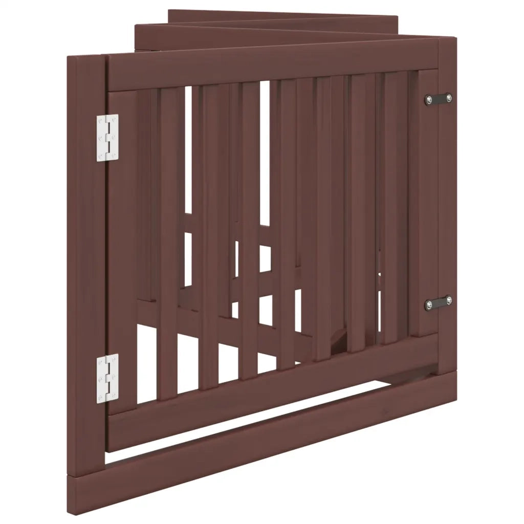 Cancello Cani Porta Pieghevole Marrone 4 Pannelli 320cm Pioppo 352265