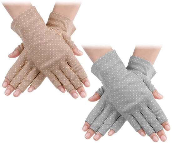 Manopole protettive da sole leggere - senza dita - antiscivolo - protezione UV - 2 paia - materiale confortevole - manopole da guida