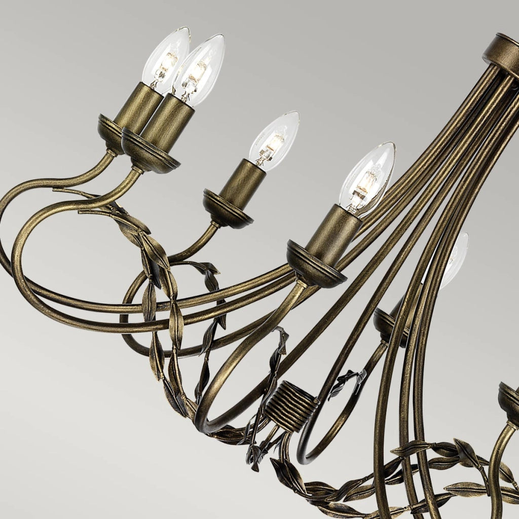 Lampadario a candelabro Olivia nero oro 8xE14 60W Elstead
