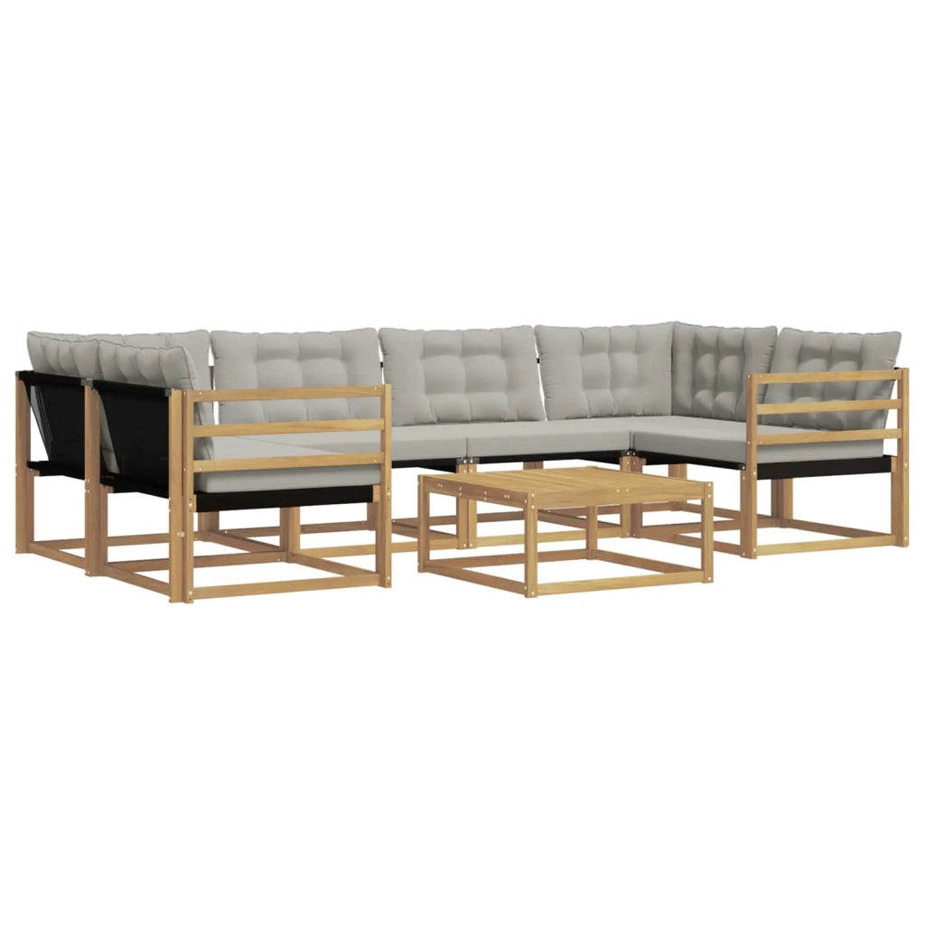 Set di divani da esterno 7 pz Bianco e Grigio Chiaro 3388457