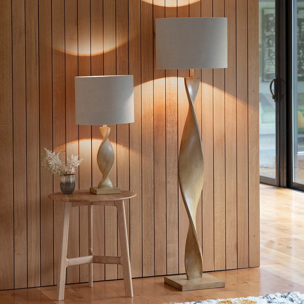 Lampada da terra scandinava rovere/lino E27 Endon Abia
