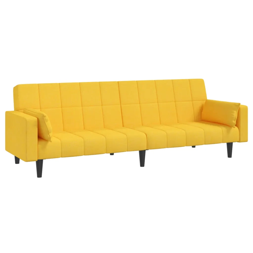 Divano Letto a 2 Posti con 2 Cuscini Giallo in Tessuto 375838