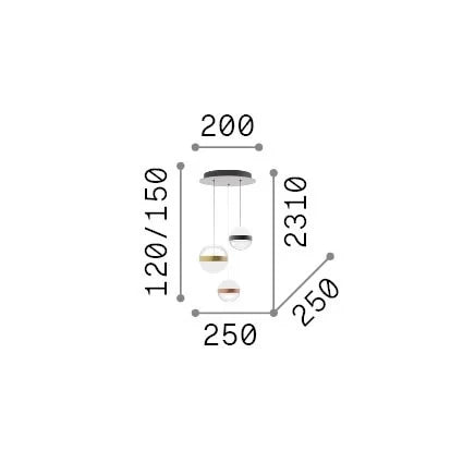 Lampadario Galaxy 3 Luci Led Integrato Bianco
