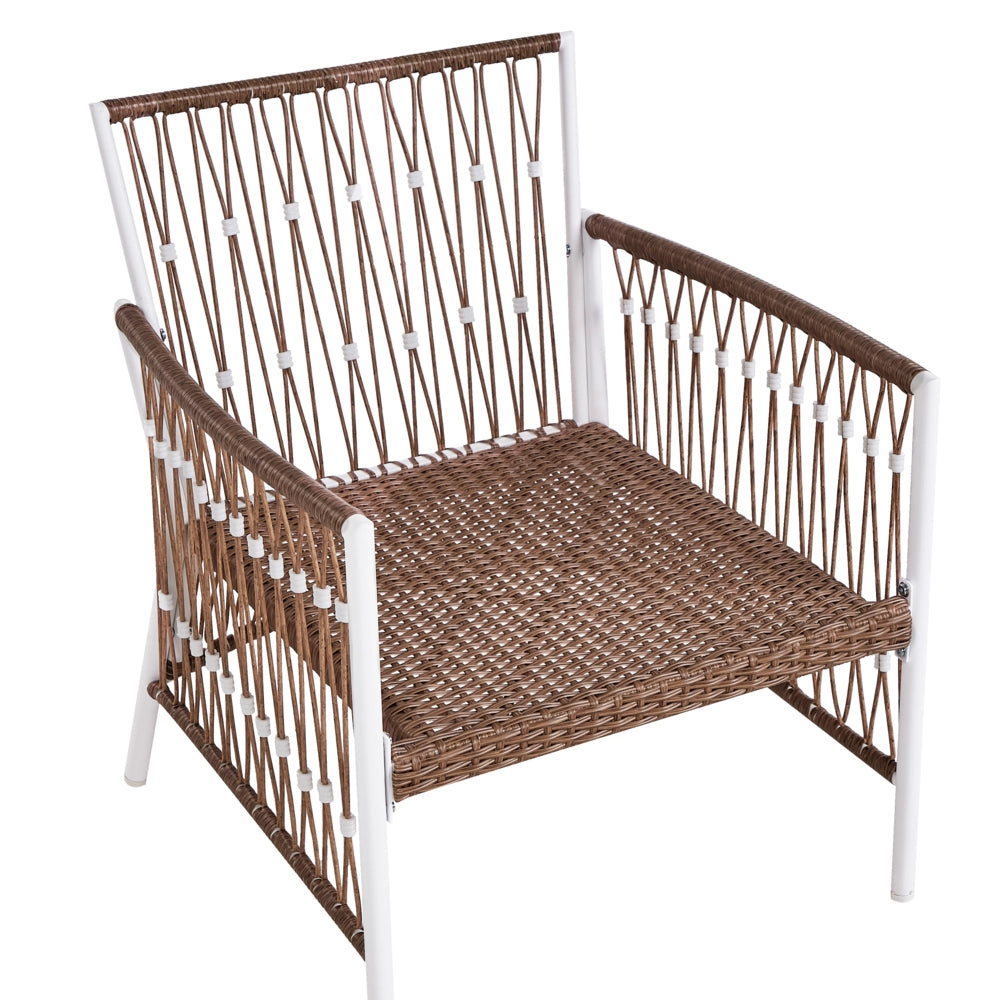 Set Balcone Bianco Alluminio Poliestere 2 Posti 2 Sedie e un Tavolo