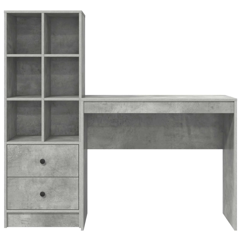 Scrivania con cassetto con lo scaffale 2 pcs Grigio cemento 3337324