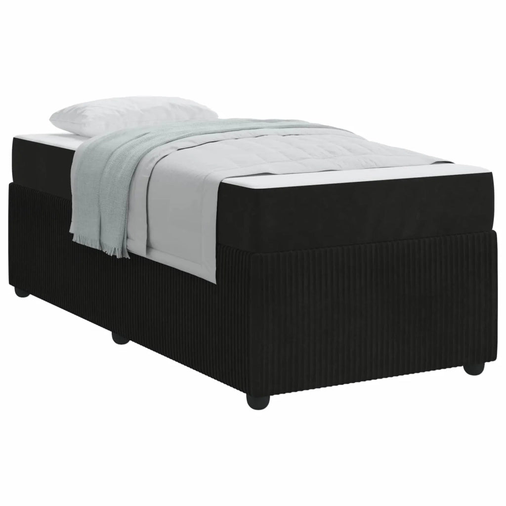 Letto singolo | Letto per adulti | Struttura del letto con materasso Nero 90 x 190 cm Tessuto
