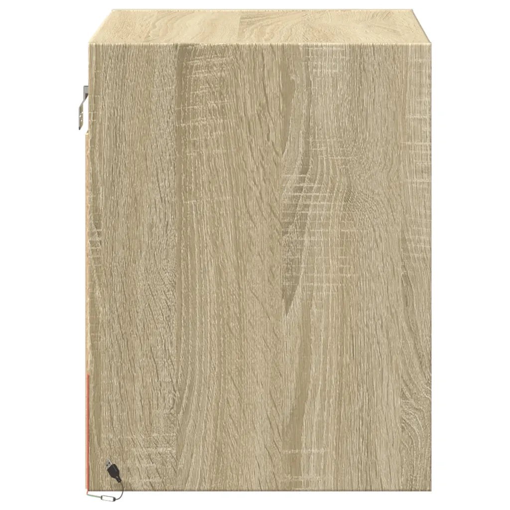 Comodini a Parete con luci LED 2 pz Rovere Sonoma 852080