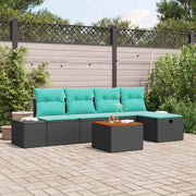 Set Divano da Giardino 6 pz Nero polyrattan 3359592
