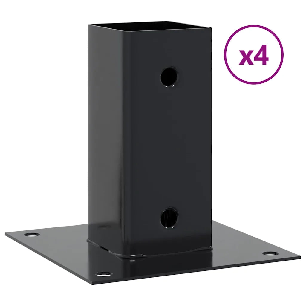 Basi per Pali Quadrati 4 pz 61x61 mm Acciaio Verniciato Polvere