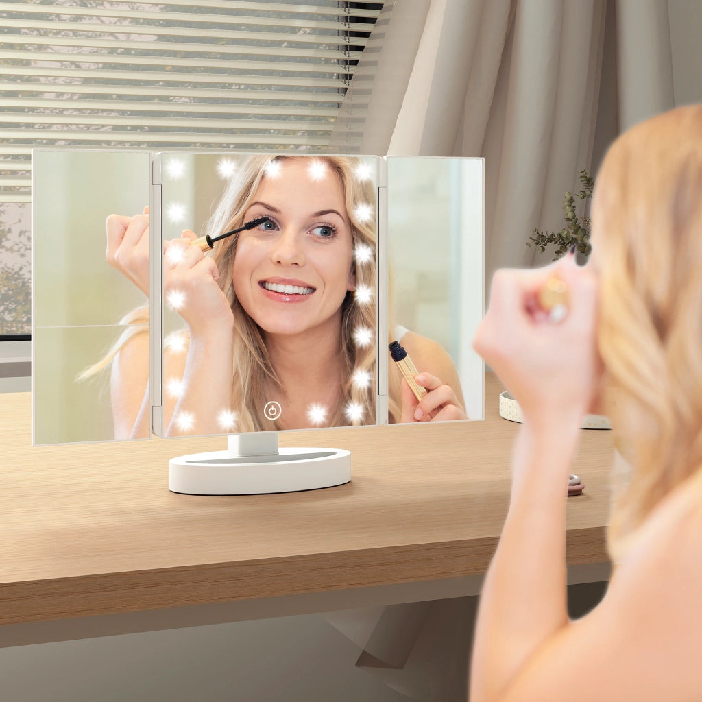 Specchio Trucco con Luce LED ¨C Xylo ¨C 21 LED Ingrandimento 1X/2X/3X Rotazione 180¡ã Touch Bianco