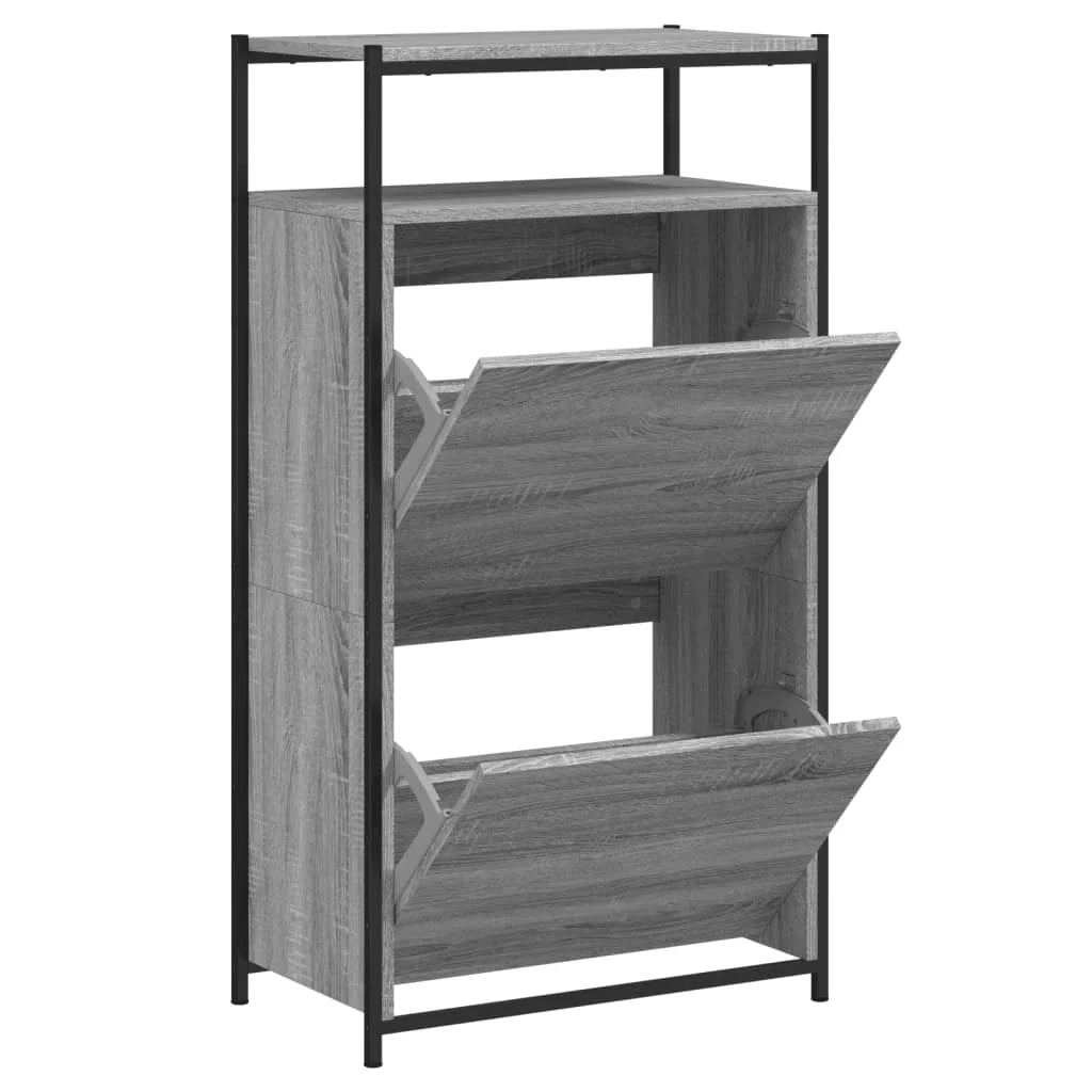 Scarpiera mobile contenitore per scarpe mobile per ingresso/corridoio/soggiorno design Sonoma 60 x 34 x 112 cm legno ingegnerizzato grigio 02_0022078