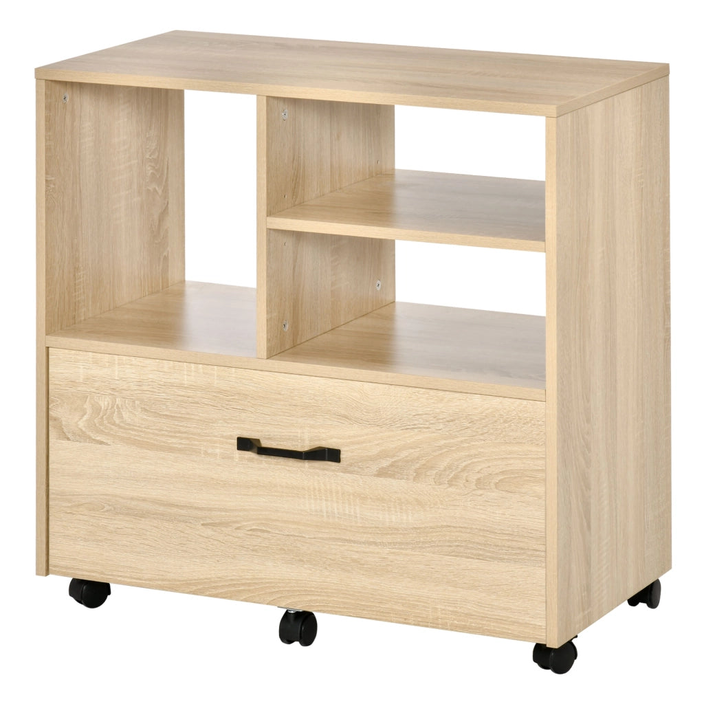 Cassettiera Mobile con Ruote Porta Stampante ¨C Xylo ¨C 5 Ruote, Cassetto e Ripiano, Legno, 77x40x73cm