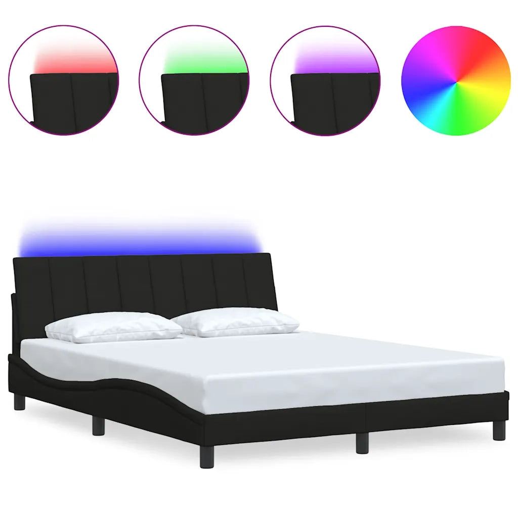 Letto matrimoniale | Letto per adulti | Giroletto senza Materasso Hanko Nero 160x200 cm in Tessuto