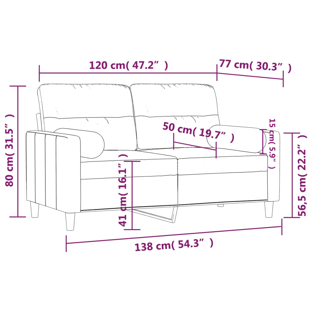 Divano a 2 Posti con Cuscini-Sofa 2 Posti con Cuscini Tortora 120 cm in Tessuto 444282