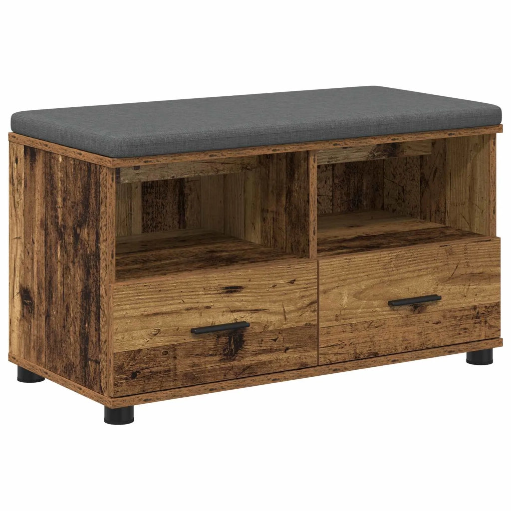 Panca per ingresso con cuscino Legno vecchio 80 x 38 x 46 cm 891462