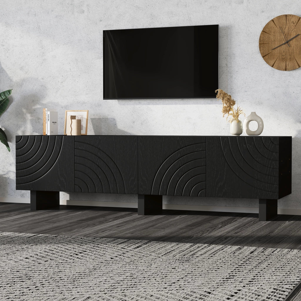 Cassettiera per TV nera in truciolare lunghezza 180 cm