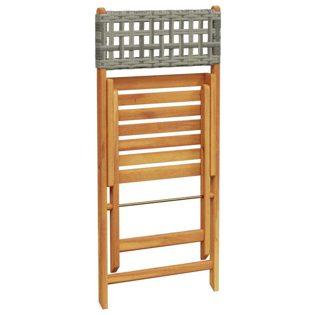 Set da Bistrot 3 pz Grigio in Polyrattan e Legno Massello