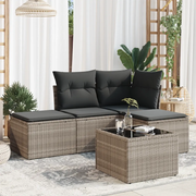 Set Divano da Giardino 5pz con Cuscini Grigio Chiaro Polyrattan 3217492