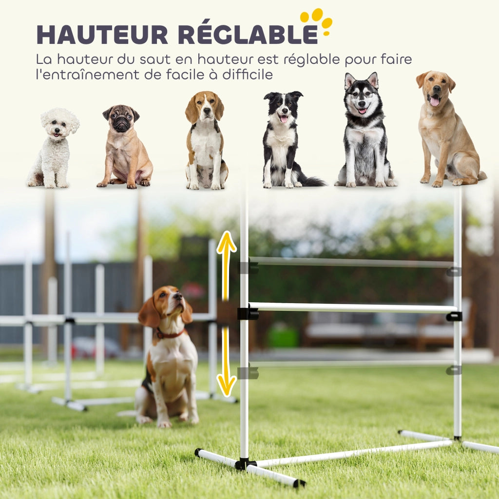 Set Agility per Cani ¨C Minimal ¨C 4 Ostacoli Regolabili in Plastica Bianco