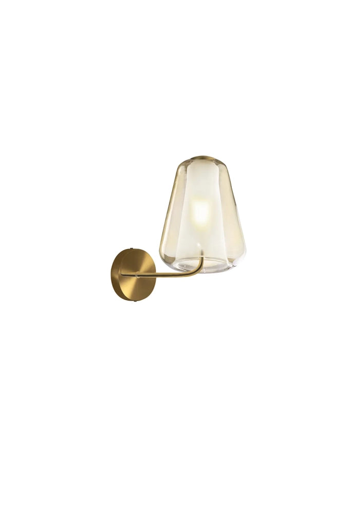 Applique Contemporanea Double Skin Metallo Ottone Vetro Ambra 1 Luce E27