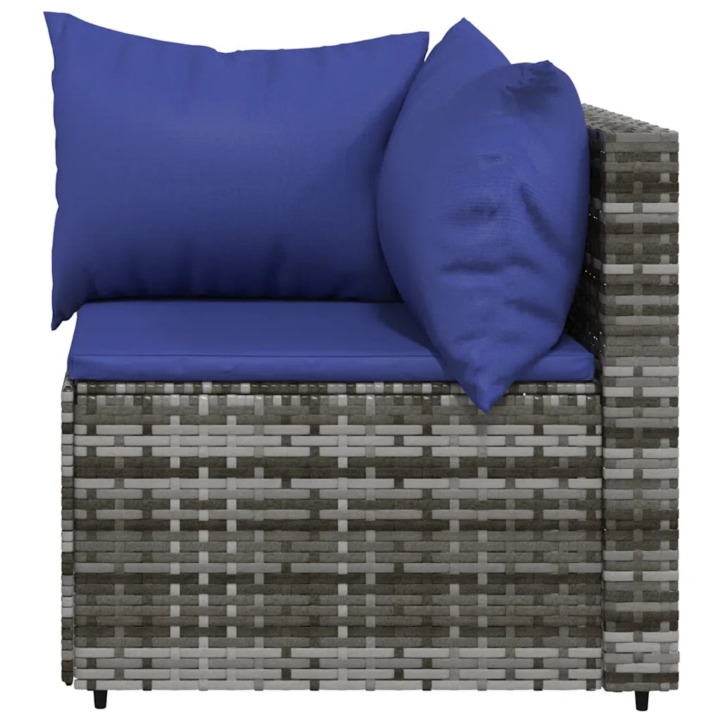 Divano Angolare da Giardino con Cuscini in Polyrattan Grigio 319841
